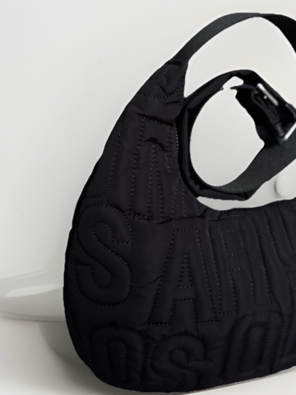 Marc Jacobs NWT Nylon Jumbled Logo Black Quilted Shoulder Bag - Picture 7 of 13